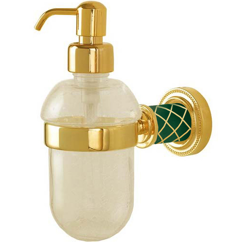 Дозатор для жидкого мыла Boheme Murano 10912-GR-G Золото Бирюзовый дозатор для жидкого мыла boheme murano 10912 w cr хром