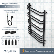 Электрический полотенцесушитель Aquatek Пандора П10 500x900 AQ EL RPC1090BL Черный муар-2