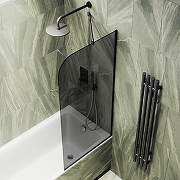Шторка на ванну Maybah Glass MGV-140-6у 540x1400 в узком профиле Черный стекло графитовое-3