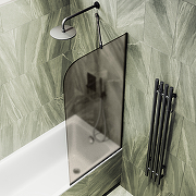 Шторка на ванну Maybah Glass MGV-125-6у 340x1400 в узком профиле Черный стекло бронзовое матовое-3