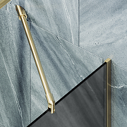 Шторка на ванну Maybah Glass MGV-141-3у 540x1400 в узком профиле Золото стекло графитовое матовое-4