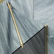 Шторка на ванну Maybah Glass MGV-128-3у 340x1400 в узком профиле Золото стекло графитовое-4