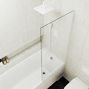 Шторка на ванну Maybah Glass MGV-59-1у 600x1400 в узком профиле Белый стекло прозрачное-2