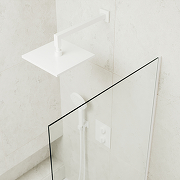 Шторка на ванну Maybah Glass MGV-59-1у 600x1400 в узком профиле Белый стекло прозрачное-3