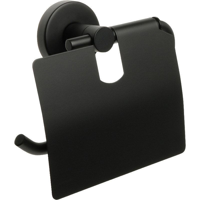 Держатель туалетной бумаги Fixsen Comfort Black FX-86010 с крышкой Черный матовый аксессуар для ванной fixsen comfort black черный fx 86010 бумагодержатель