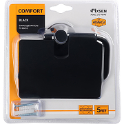 Держатель туалетной бумаги Fixsen Comfort Black FX-86010 с крышкой Черный матовый-1
