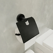 Держатель туалетной бумаги Fixsen Comfort Black FX-86010 с крышкой Черный матовый-2