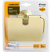 Держатель туалетной бумаги Fixsen Comfort Gold FX-87010 с крышкой Золото матовое-1