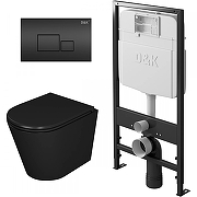 Комплект унитаза с инсталляцией D&K Venice DS1022502 Черный с сиденьем Микролифт и Черной клавишей смыва