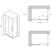 Душевой уголок Abber Schwarzer Diamant 100x90 AG30100BMH-S90BM профиль Черный стекло матовое-4