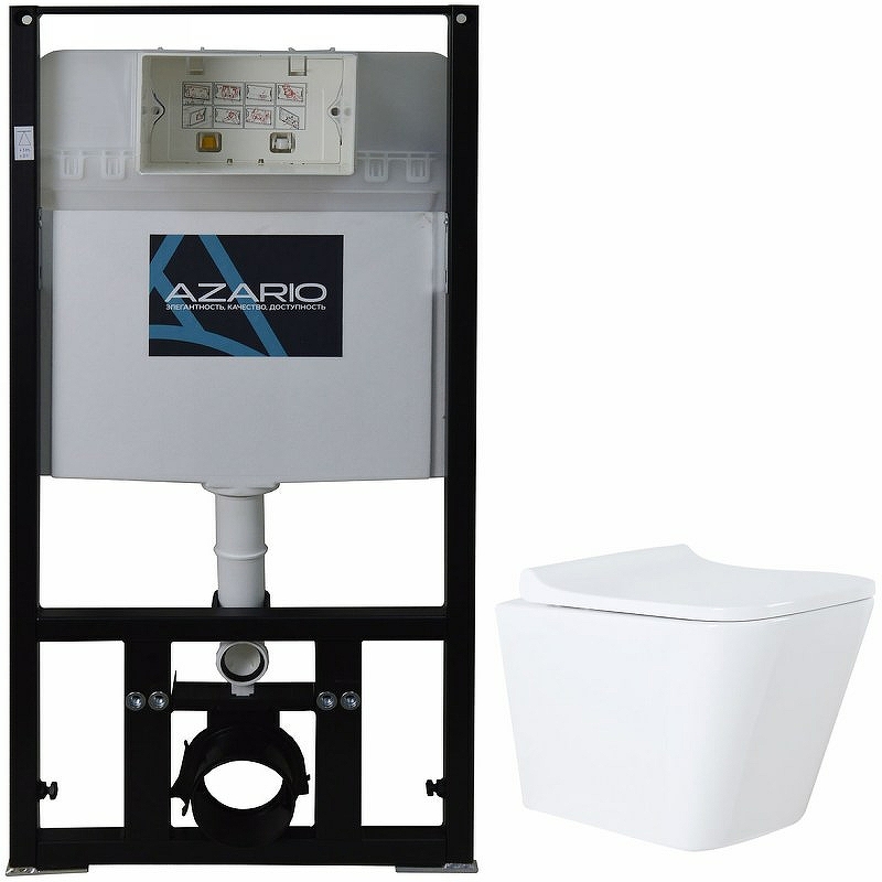 Комплект унитаза с инсталляцией Azario Teramo AZ-8010-1000+AZ-0052 с сиденьем Микролифт
