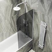 Шторка на ванну Maybah Glass MGV-146-1у 640x1400 в узком профиле Белый стекло графитовое-3