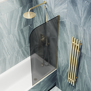 Шторка на ванну Maybah Glass MGV-145-3у 640x1400 в узком профиле Золото стекло графитовое матовое-3