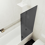 Шторка на ванну Maybah Glass MGV-85-1у 500x1400 в узком профиле Белый стекло графитовое матовое-2