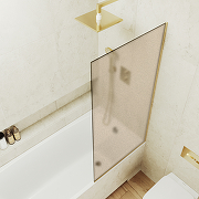 Шторка на ванну Maybah Glass MGV-74-3у 600x1400 в узком профиле Золото стекло бронзовое матовое-2