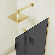 Шторка на ванну Maybah Glass MGV-81-3у 700x1400 в узком профиле Золото стекло графитовое-3