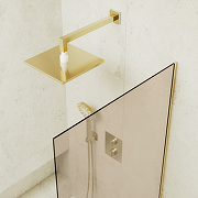 Шторка на ванну Maybah Glass MGV-70-3у 800x1400 в узком профиле Золото стекло бронзовое-3