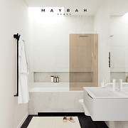 Шторка на ванну Maybah Glass MGV-70-1у 800x1400 в узком профиле Белый стекло бронзовое-2
