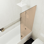 Шторка на ванну Maybah Glass MGV-70-1у 800x1400 в узком профиле Белый стекло бронзовое-3