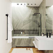 Шторка на ванну Maybah Glass MGV-94-6у 800x1400 в узком профиле Черный стекло сатиновое-1