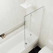 Шторка на ванну Maybah Glass MGV-94-1у 800x1400 в узком профиле Белый стекло сатиновое-1