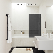 Шторка на ванну Maybah Glass MGV-82-1у 800x1400 в узком профиле Белый стекло графитовое-1