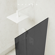 Шторка на ванну Maybah Glass MGV-82-1у 800x1400 в узком профиле Белый стекло графитовое-3