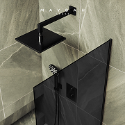 Шторка на ванну Maybah Glass MGV-78-6у 400x1400 в узком профиле Черный стекло графитовое-3