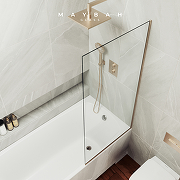 Шторка на ванну Maybah Glass MGV-61-2у 500x1400 в узком профиле Бронза стекло прозрачное-3
