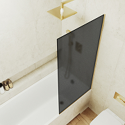 Шторка на ванну Maybah Glass MGV-85-3у 500x1400 в узком профиле Золото стекло графитовое матовое-2