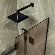 Шторка на ванну Maybah Glass MGV-77-6у 900x1400 в узком профиле Черный стекло бронзовое матовое-3