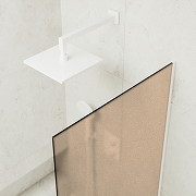 Шторка на ванну Maybah Glass MGV-77-1у 900x1400 в узком профиле Белый стекло бронзовое матовое-3
