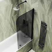 Шторка на ванну Maybah Glass MGV-604-6 400x1400 поворотная на монопетле Черный стекло графитовое матовое-3