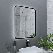 Зеркало Grossman Elegans-норма Black 60 1760802 с подсветкой Черное с сенсорным выключателем и подогревом-2
