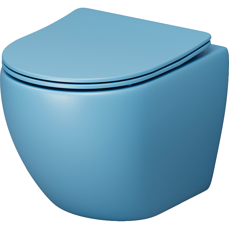 Унитаз Grossman Color GR-4455BSMS подвесной Голубой матовый с сиденьем Микролифт унитаз grossman color gr 4455bsms 21 подвесной голубой матовый с сиденьем микролифт