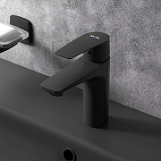 Комплект мебели для ванной AM.PM Gem 75 BK90GN подвесной Черный матовый со смесителем для раковины и аксессуарами-4