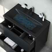 Комплект мебели для ванной AM.PM Gem 75 BK90GN подвесной Черный матовый со смесителем для раковины и аксессуарами-12