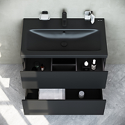 Комплект мебели для ванной AM.PM Gem 75 BK90GN подвесной Черный матовый со смесителем для раковины и аксессуарами-13