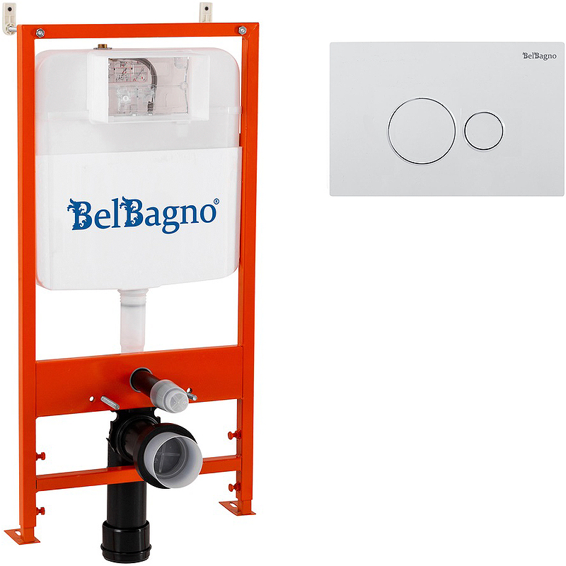 Инсталляция BelBagno BB026/BB082BL с Белой глянцевой клавишей смыва инсталляция belbagno bb026 bb050cr mat с клавишей смыва хром матовый