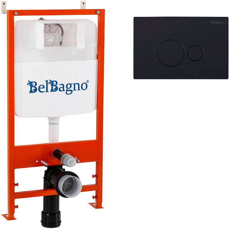 Инсталляция BelBagno BB026/BB084NERO с Черной матовой клавишей смыва инсталляция belbagno bb026 bb081cr с клавишей смыва хром глянцевый