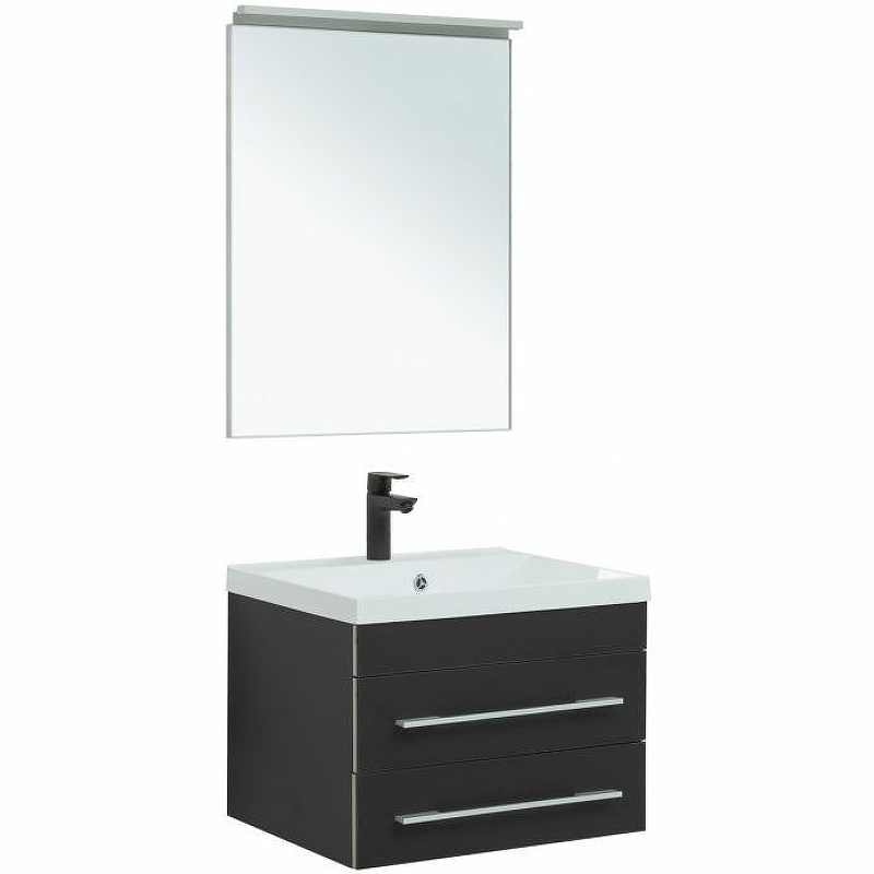 Комплект мебели для ванной Aquanet Верона New 58 281103 подвесной Черный матовый комплект мебели для ванной aquanet верона 58 230306 белый