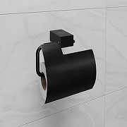 Держатель туалетной бумаги Lemark Smooth Line 9722011 с крышкой Черный матовый-1