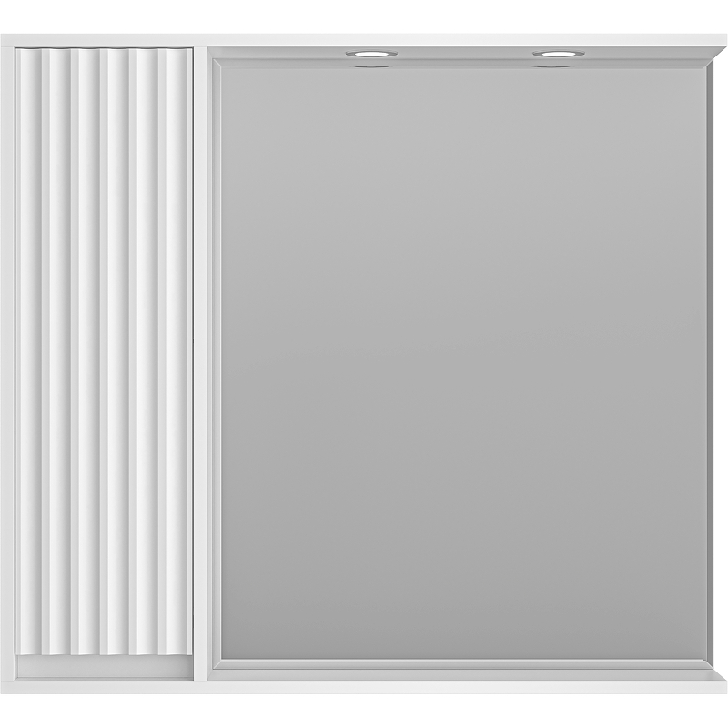 Зеркало со шкафом Brevita Balaton 90 L BAL-04090-01-Л с подсветкой Белое матовое зеркало brevita 75 l белое