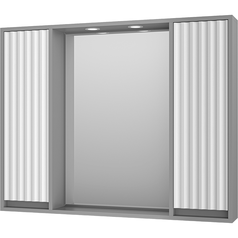 Зеркало со шкафом Brevita Balaton 100 BAL-04100-01-01 с подсветкой Белое матовое Серое матовое