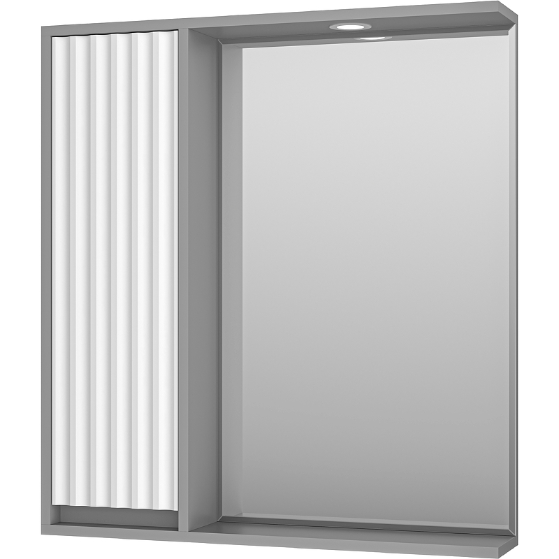 Зеркало со шкафом Brevita Balaton 75 L BAL-04075-01-01Л с подсветкой Белое матовое Серое матовое зеркало brevita 75 l белое