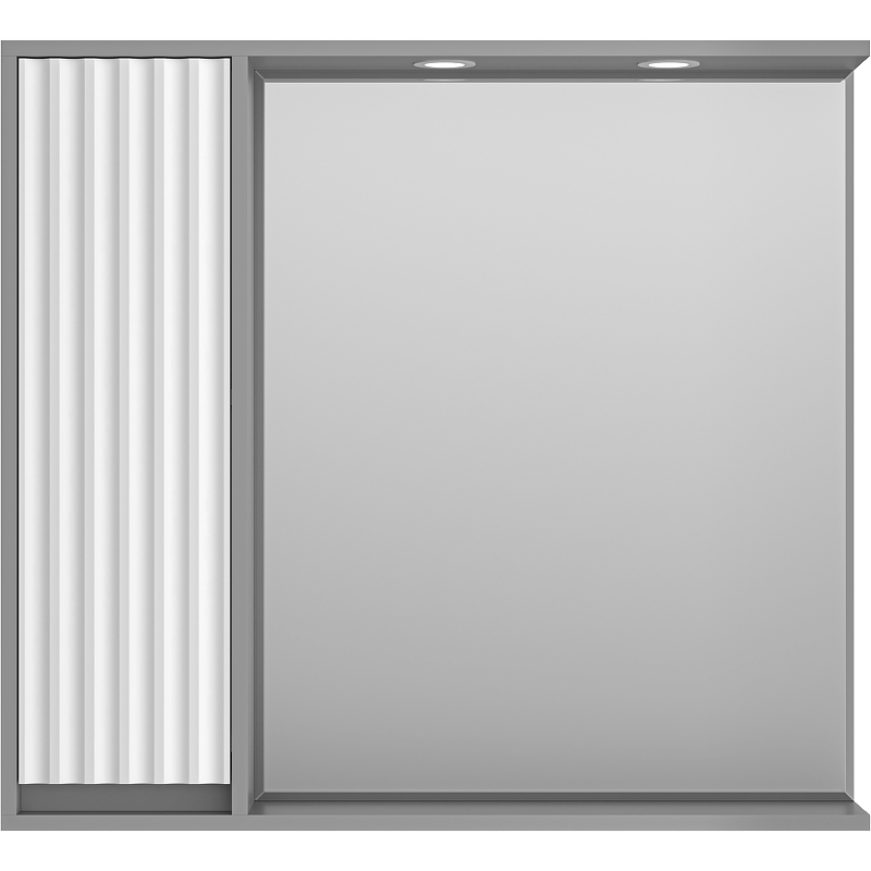 Зеркало со шкафом Brevita Balaton 90 L BAL-04090-01-01Л с подсветкой Белое матовое Серое матовое зеркало brevita 75 l белое