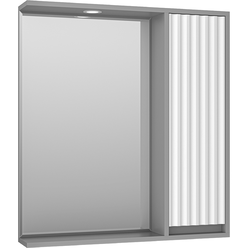Зеркало со шкафом Brevita Balaton 75 R BAL-04075-01-01П с подсветкой Белое матовое Серое матовое зеркало brevita 75 l белое