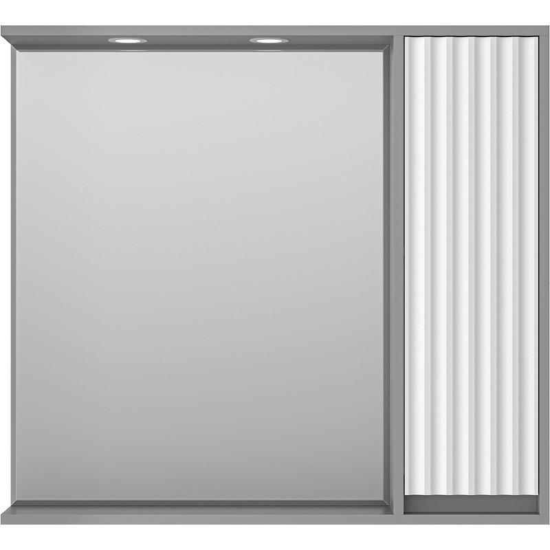 цена Зеркало со шкафом Brevita Balaton 90 R BAL-04090-01-01П с подсветкой Белое матовое Серое матовое