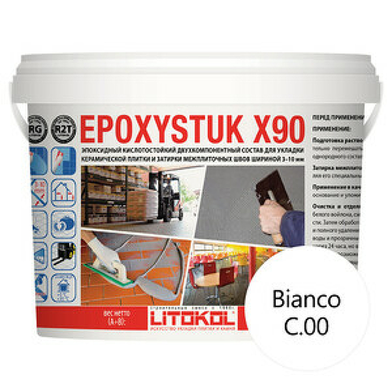 Эпоксидная затирка Litokol EpoxyStuk X90 RG/R2T С.00 Bianco L0479350003 5 кг затирка эпоксидная litokol epoxystuk x90 c 00 белый 10 кг