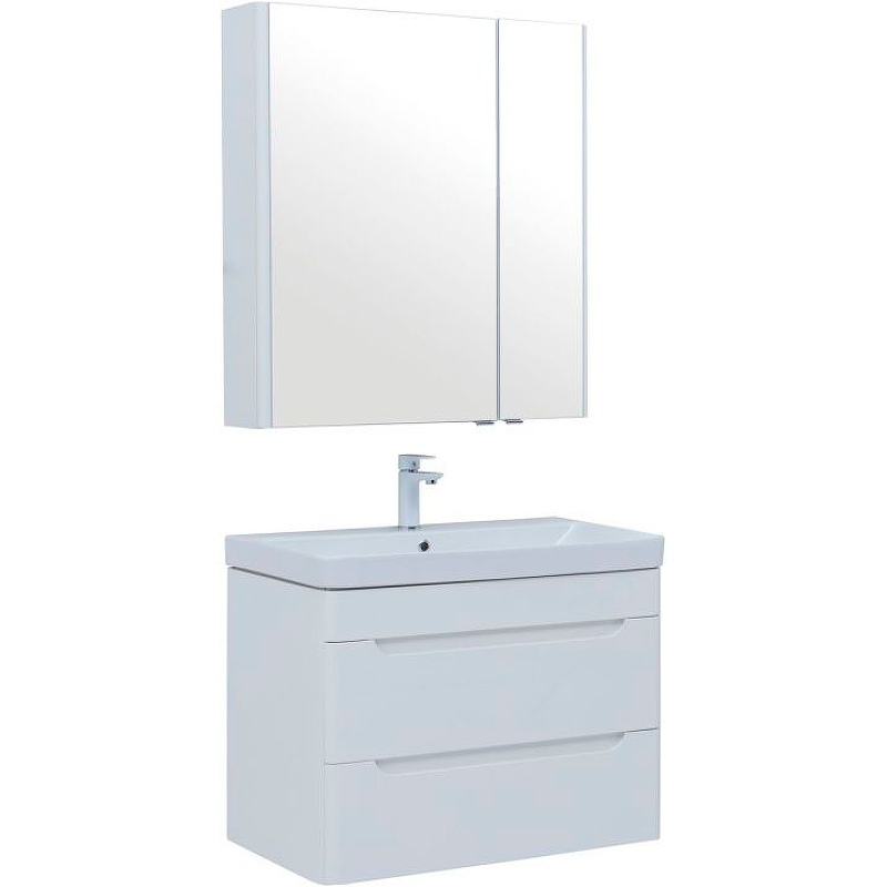 Комплект мебели для ванной Aquanet София 80 274199 подвесной Белый глянец набор мебели для ванной mixline стив 80 белый зеркальный шкаф правый тумба 3 ящ раковина